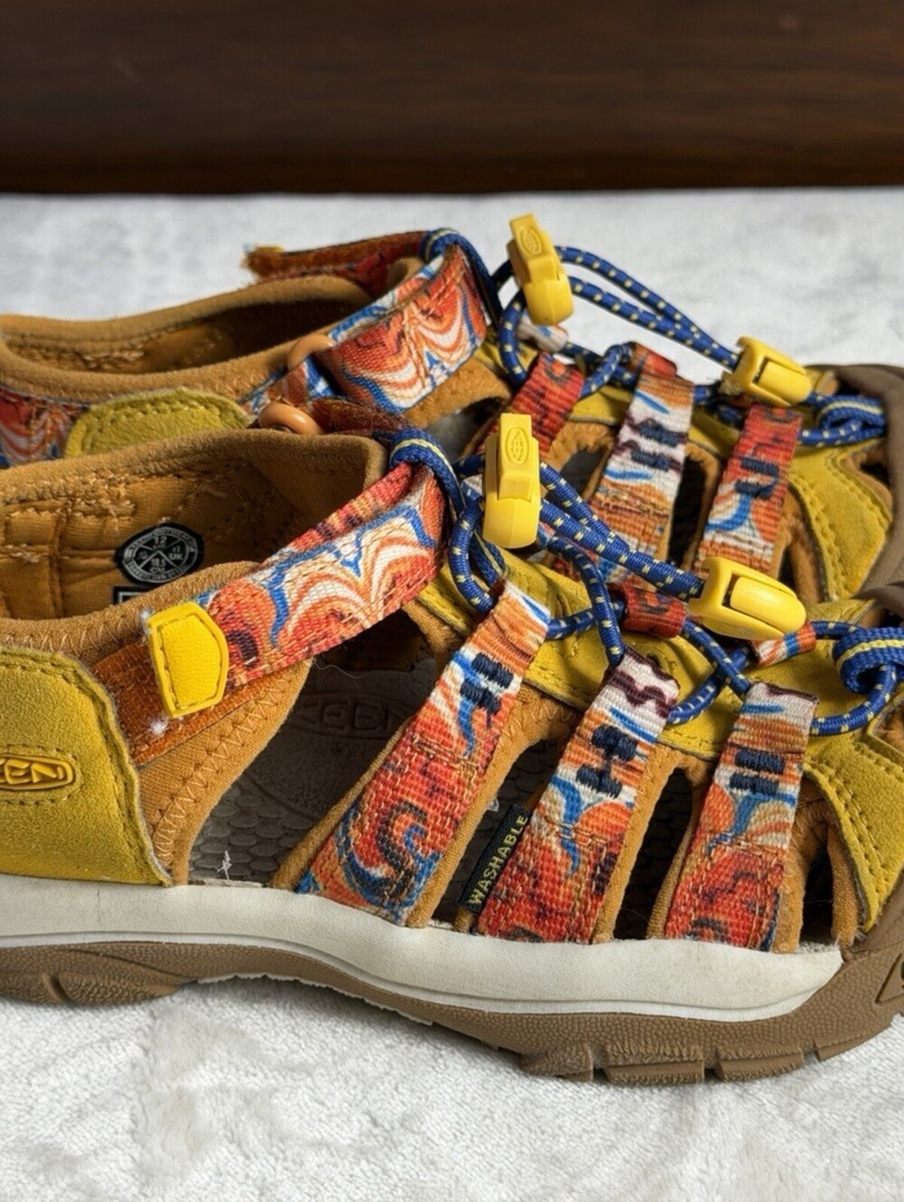 Keen Newport H2 Water Sandals Kids Size 12 Yellow Orange Swirl Pattern 1026272